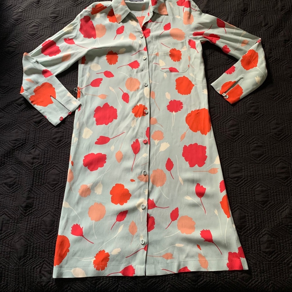 [Maeve]anthropologie mint floral button down dress